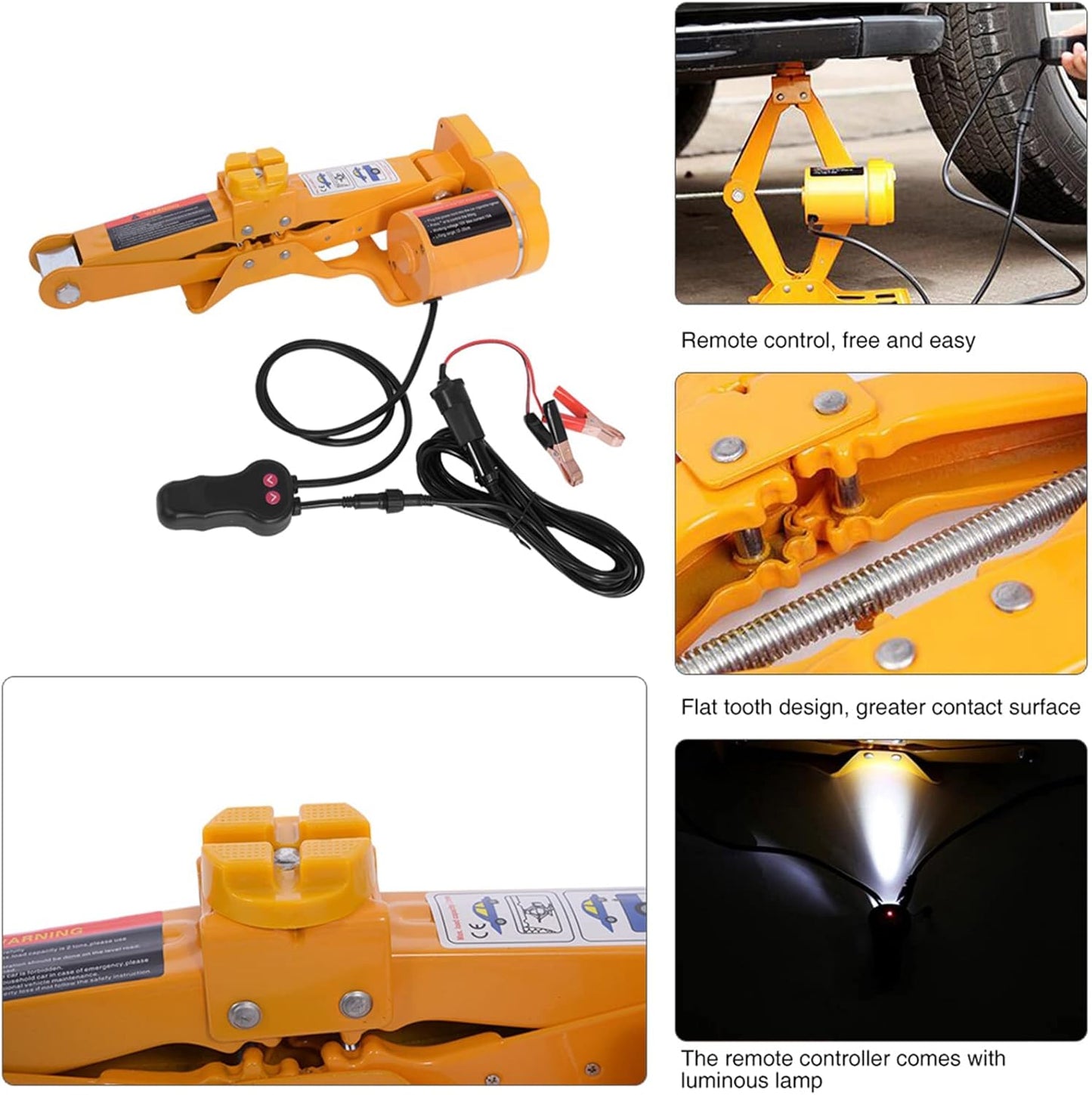 Elektrischer Wagenheber 2T, 12V Scherenwagenheber Und Reifenwechsel Scherenlift Mit Einer Kleinen Leuchte,Tragbare Arbeitssparende Bodenheber Für Schnell Wechselnde Reifen(Gehoben12-35 Cm)
