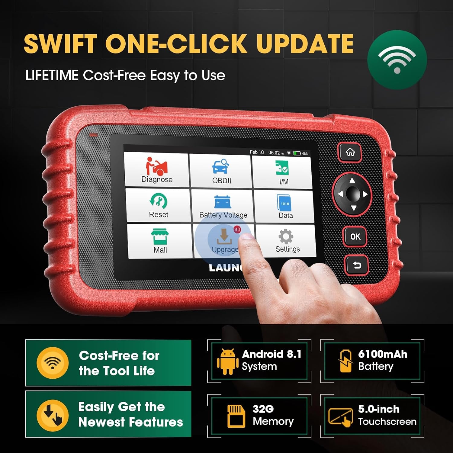 LAUNCH CRP129X OBD2 Diagnose Android,4 Systemdiagnosen Mit Öl-Reset,Epb / SAS / TPMS Und Gasannahme,Autovin Für Kleine Läden Und Heimwerker (Upgrade Von CRP129)