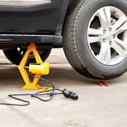 Elektrischer Wagenheber 2T, 12V Scherenwagenheber Und Reifenwechsel Scherenlift Mit Einer Kleinen Leuchte,Tragbare Arbeitssparende Bodenheber Für Schnell Wechselnde Reifen(Gehoben12-35 Cm)