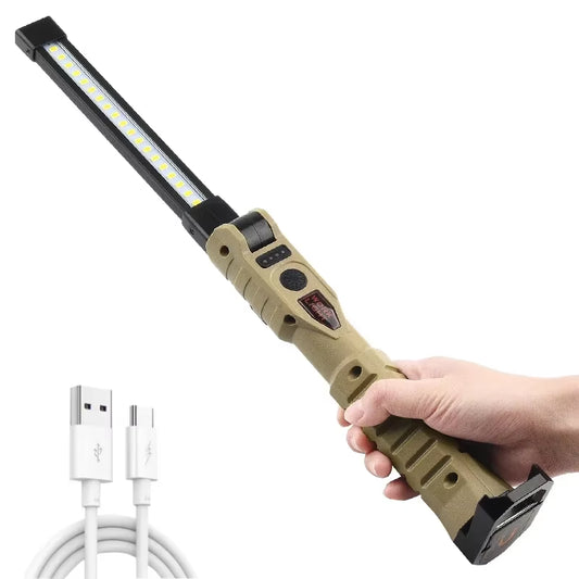 Folding COB XPE LED Work Light Handheld Flashlight with Built-In Battery Lamp Torch Emergency Car Inspection Lamp Red SOS Strobe