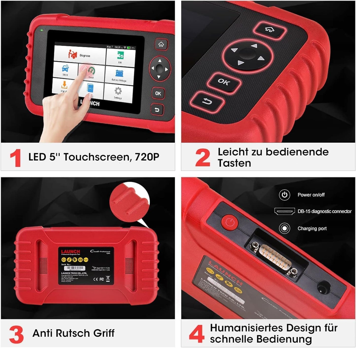 LAUNCH CRP129X OBD2 Diagnose Android,4 Systemdiagnosen Mit Öl-Reset,Epb / SAS / TPMS Und Gasannahme,Autovin Für Kleine Läden Und Heimwerker (Upgrade Von CRP129)